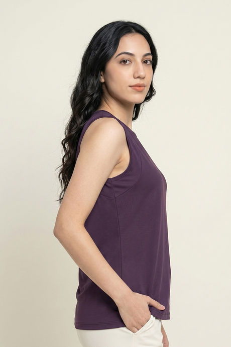 Zelocity Quick Dry Gym & Training Relaxed Tank Top - Purple Plumeria — image 3